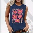 thumbnail image 2 of Women’S Floral Prited Sleeveless Shirts Round Neck Causal Tank Tops Lightweight Breathable Camisole Slim Fitted Cami Going Out Workout Vest Summer 2025, 2 of 5