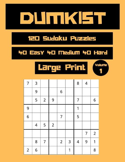 dumkist 120 sudoku puzzles 40 easy 40 medium 40 hard large