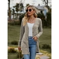 thumbnail image 6 of Chiclily Women's Fall Cardigan Lightweight Soft Knit Cardigan Khaki Small Long Sleeve Open Front Coat with Pockets, 6 of 7