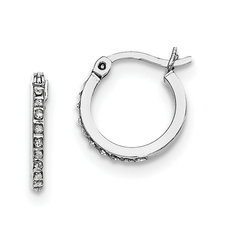 Sterling Silver Diamond Mystique Round Hoop Earrings & Hinged Bangle Set Sterling Silver Diamond Mystique Round Hoop Earrings & Hinged Bangle Set