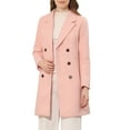 thumbnail image 1 of Abrigo largo de invierno de doble botonadura con solapa de muesca para mujer Inspire Chic M Rosa, 1 of 6