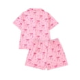 thumbnail image 6 of Big Girls Two Piece Outfits Print Short Sleeve Tops and Shorts Nightwear Outfits Size 10-11T, 6 of 6