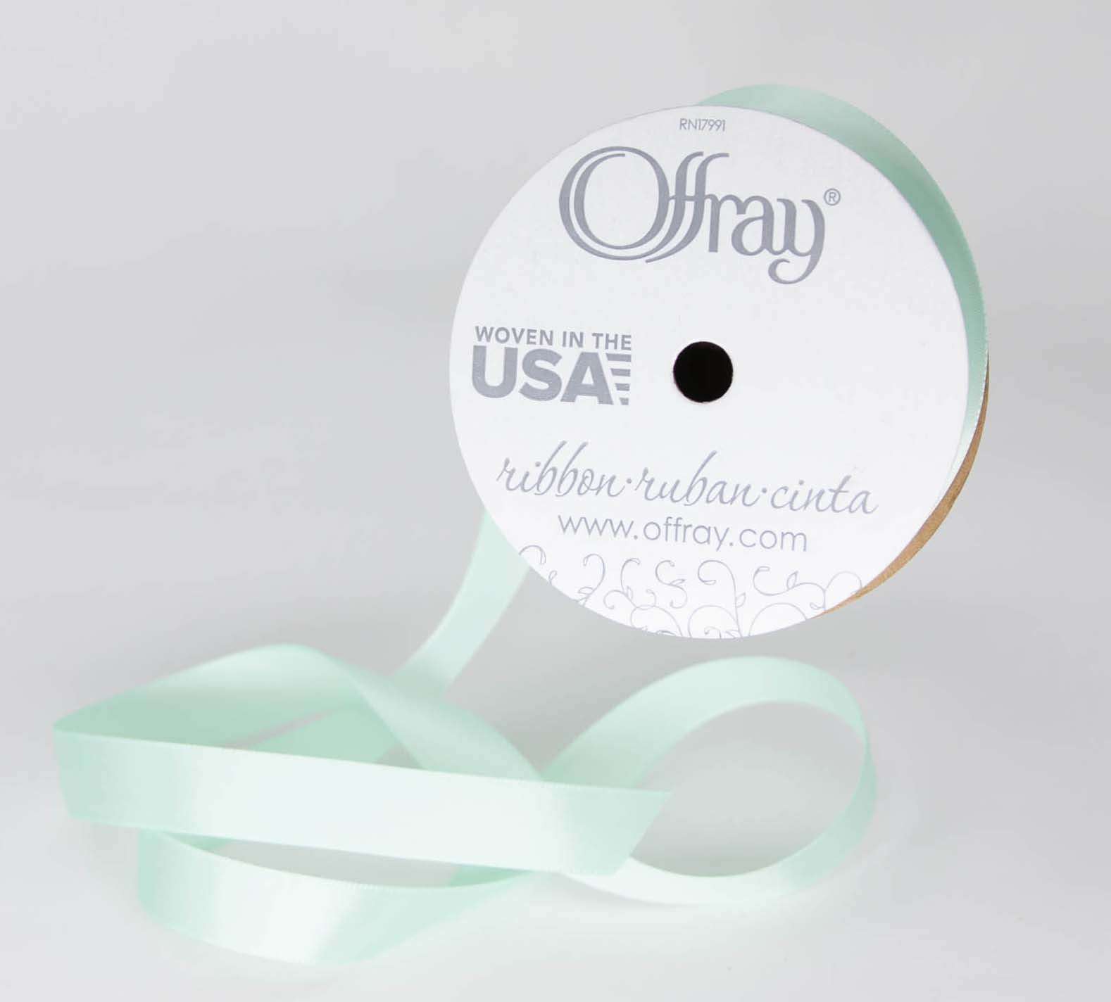 (3 pack) Offray Ribbon, Mint Green 5/8 inch Single Face Satin Polyester Ribbon, 18 feet