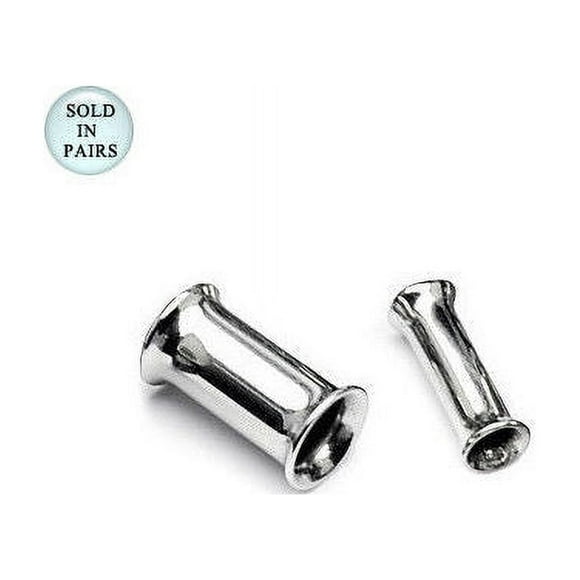 Pair of Double Flared Surgical Steel Tunnel Ear Plugs - 12 Gauge to 0 Gauge