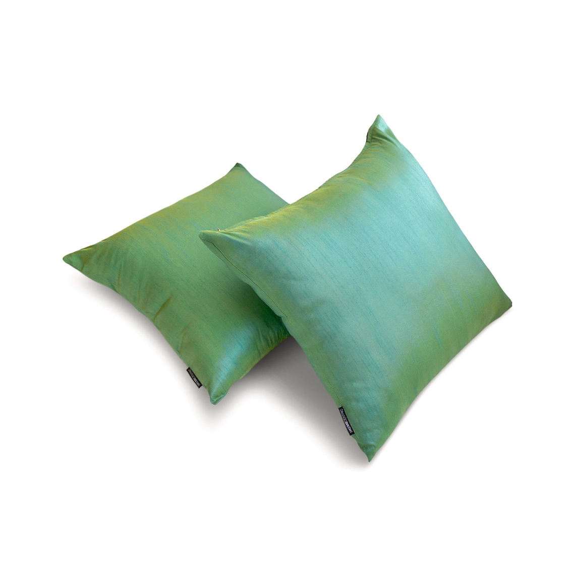 Aqua Luxury Lumbar Pillow Cover 20"x26" | Pack of 2 Modern Art Silk Oblong Euro Shams | Solid & Two Tone Silk Pillowcases for Bed, Couch & Sofa, Modern Home Décor - Aqua Yellow Luxury
