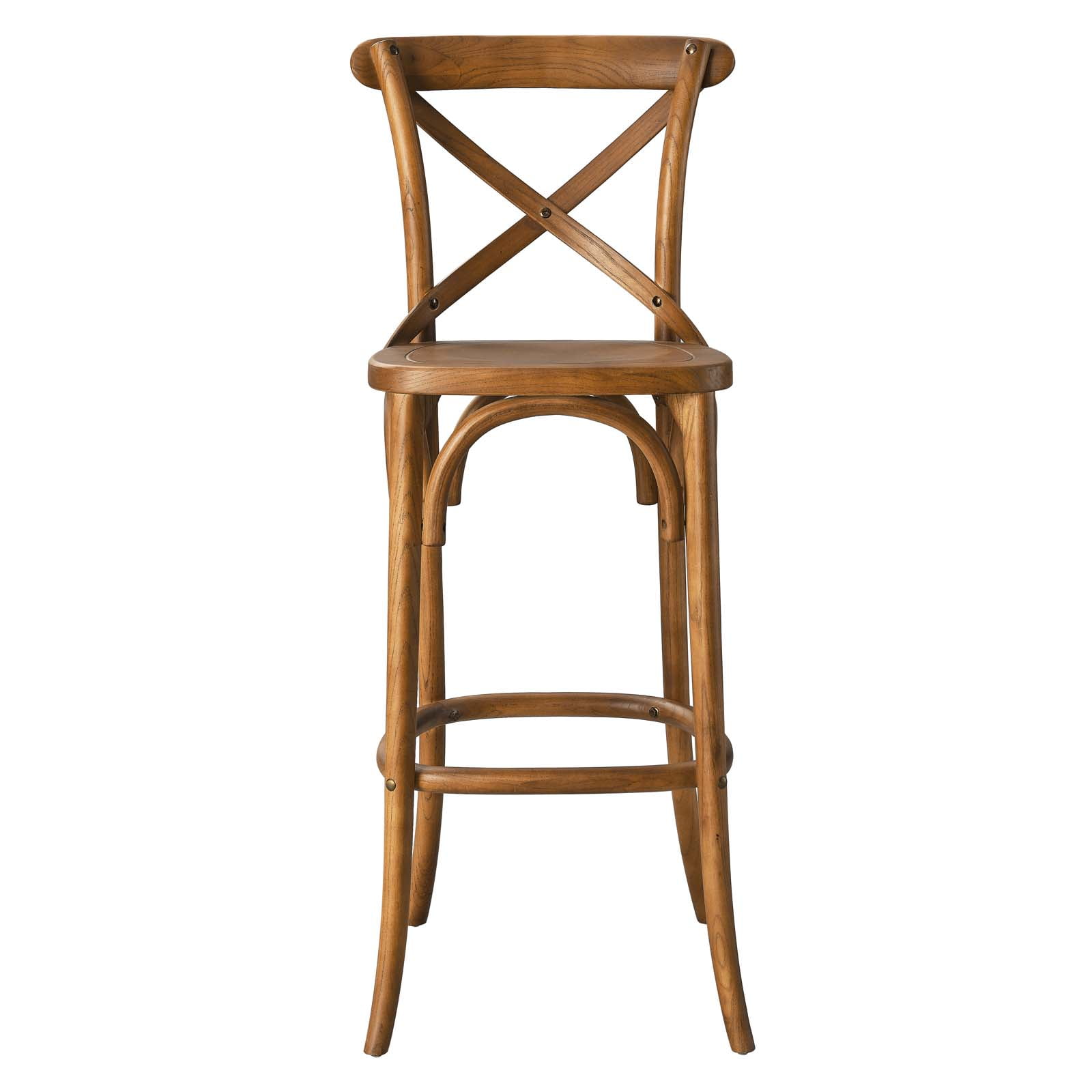 Modway Gear 43.5" Modern Style Elm Wood Bar Stool in Walnut Finish