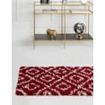 thumbnail image 4 of Unique Loom Trellis Shag Collection Area Rug - Ruth (3' 3" x 16' 5" Runner Burgundy Red/Ivory), 4 of 10