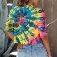 thumbnail image 4 of Posijego T-Shirts Teinture sur Nœuds Graphiques pour Femmes Été Décontracté Col Rond Manches Courtes Crop Tops, 4 of 6