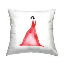 Stupell Industries Stylish Girl in Red Dress Square Decorative Printed Throw Pillow, 18 x 18