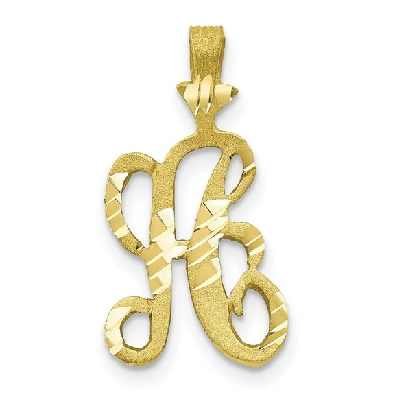 Auriga Fine Jewelry 10K Yellow Gold Grooved Letter A Initial Pendant for Women (L- 20 mm, W- 11 mm)