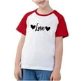 thumbnail image 2 of Frnrwgo Short Sleeve Shirts for Boys Girls Red Cute Heart Grpahic Raglan Short Sleeve Tee Tops 3-14 Years, 2 of 5