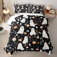 thumbnail image 2 of Homewish Halloween Floral Ghost Twin Quilt Set,Wild Autumn Flower Pattern Twin Coverlet Set,Black Cream Orange,2pcs, 2 of 7