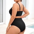 thumbnail image 3 of Plus Size 2 Piece Swimsuit High Waisted Bikini Control Bathing Ribbed 2026 Swimwear Womens Bathing Suits Shorts Set Sports Swimsuits for Women with Zipper in Back Womens Swim Shorts 2x Woman Swimsuit, 3 of 4