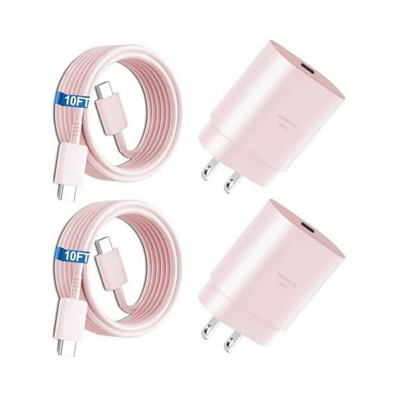 USB C Charger,25W Charger Fast Charging Block Phone Charger Android & Fast Charger Type C 10Ft Cable Cord for Samsung Galaxy S25/S24/S24 /S24 Ultra/S23/S23 /S23Ultra/S22/S22 /S22Ultra/S21/S20,Pink