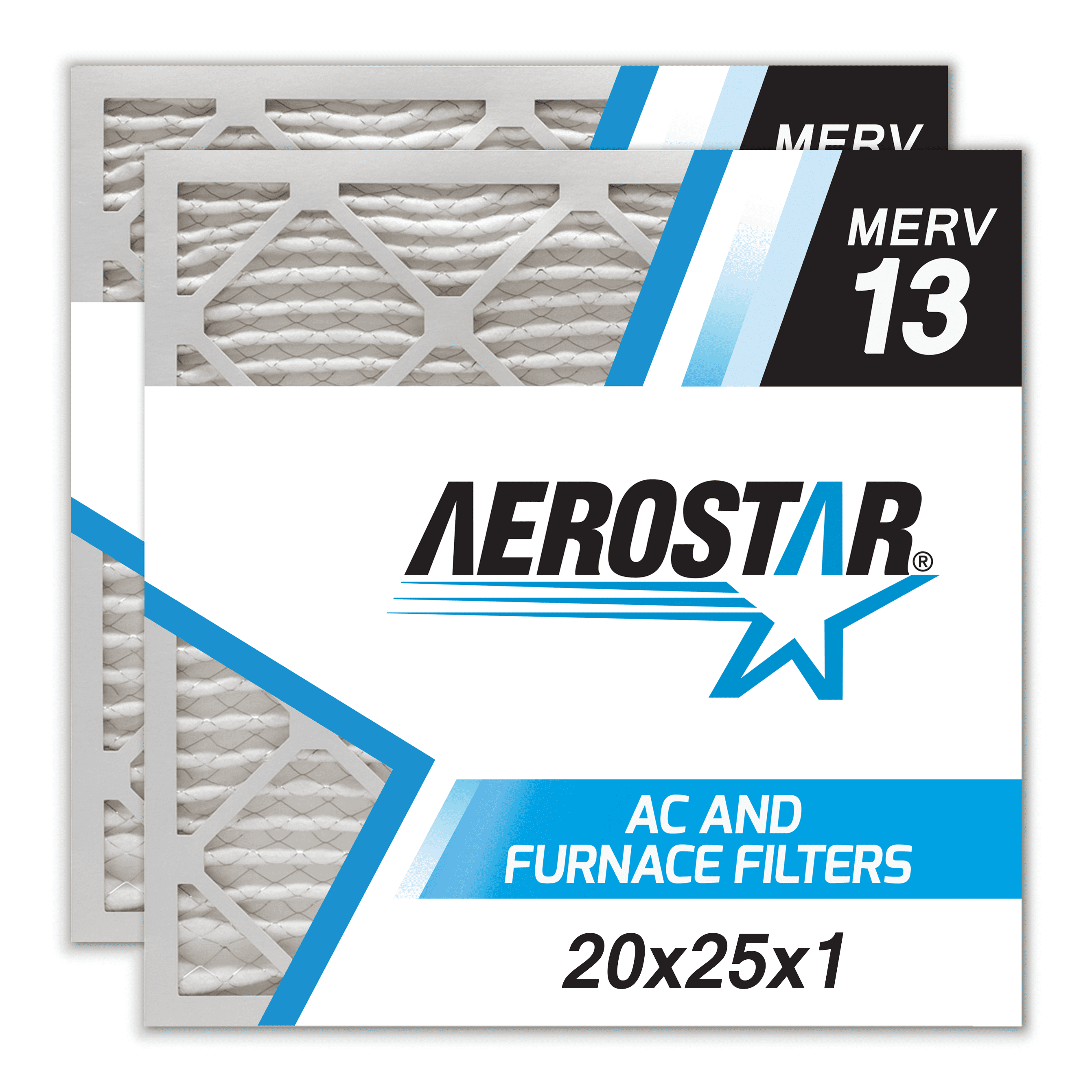 20x25x1 AC and Furnace Air Filter by Aerostar MERV 13, Box of 2