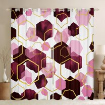 Manfei Pink Hexagon Honeycomb Black Out Curtains,Vintage Geometric Print Curtains Pack of 2 (42x63 Each),Modern Abstract Bedroom Curtains For Adults,Luxury Bedroom Decor