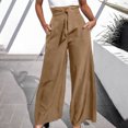 thumbnail image 3 of ZANZEA Women Casual Solid Color Wide Leg High Waist Drawstring Pants, 3 of 4