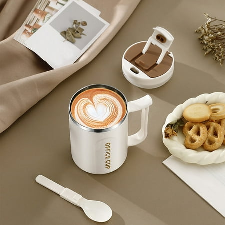 

EGYMEN Portable Insulated Coffee Mug Double Layer Stainless Steel Travel Mug with Lid and Handle Heat-resistant Coffee Cup for Home Office Camping