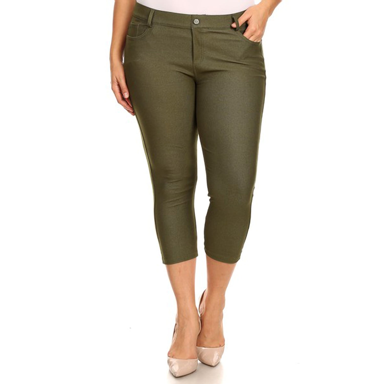 Women's Classic Solid Capri Jeggings (Plus Size) Walmart