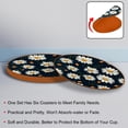 thumbnail image 4 of Daisy 6pcs Round Coasters Set, Microfiber Leather Drink Coasters, 11x11 cm/4.3x4.3 in Size for Decoration, 4 of 6