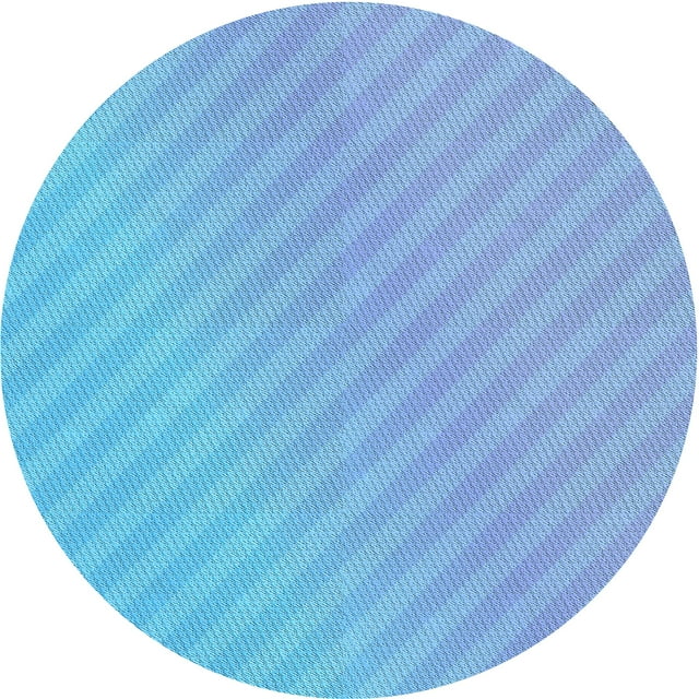 Ahgly Tapis Rond Lavable en Machine Intérieur Transitionnel Bleu Iceberg, 7 Pieds Rond