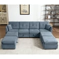 thumbnail image 5 of JONPONY 110" Modular Couch,Freely Combinable Modular Sofa with Storage Seat,Sofa Bed 6 Seat Reversible Sofa Bed for Living Room,Blue, 5 of 9