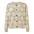 thumbnail image 4 of Floral Knit Women Long Sleeve Button Down Casual Sweater Cardigan, 4 of 6