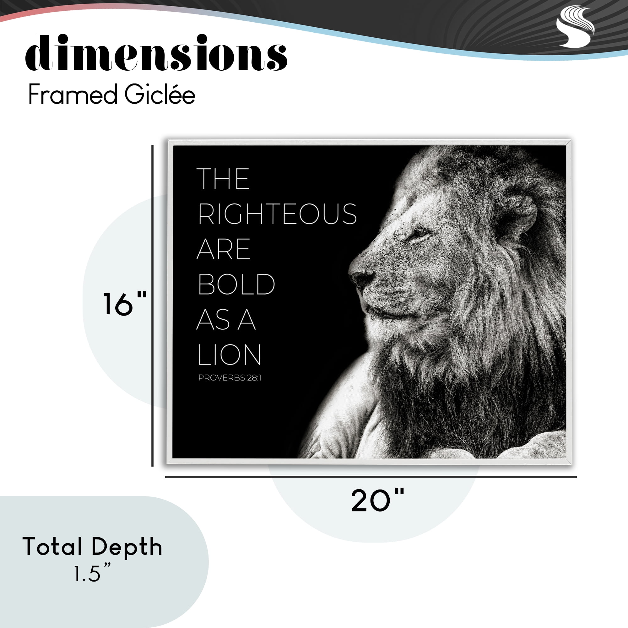 Stupell Industries The Righteous Bold As A Lion White Framed Giclee Art, design by Shelley Lake