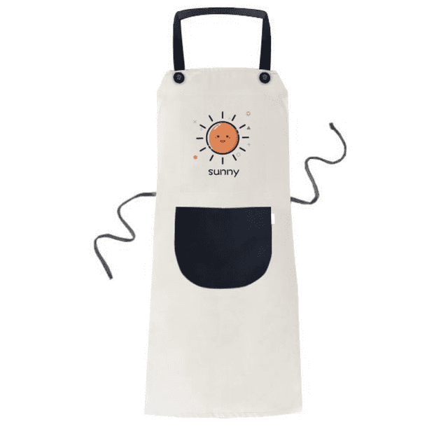 Pleasant Sunny Day Sunbeam Apron Adjustable Bib Cotton Linen BBQ Kitchen Pocket Pinafore
