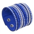 thumbnail image 6 of Ruanlalo Women's Multilayer Rivet Rhinestone Velvet Cuff Bangle Wristband Bracelet Gift Red, 6 of 6