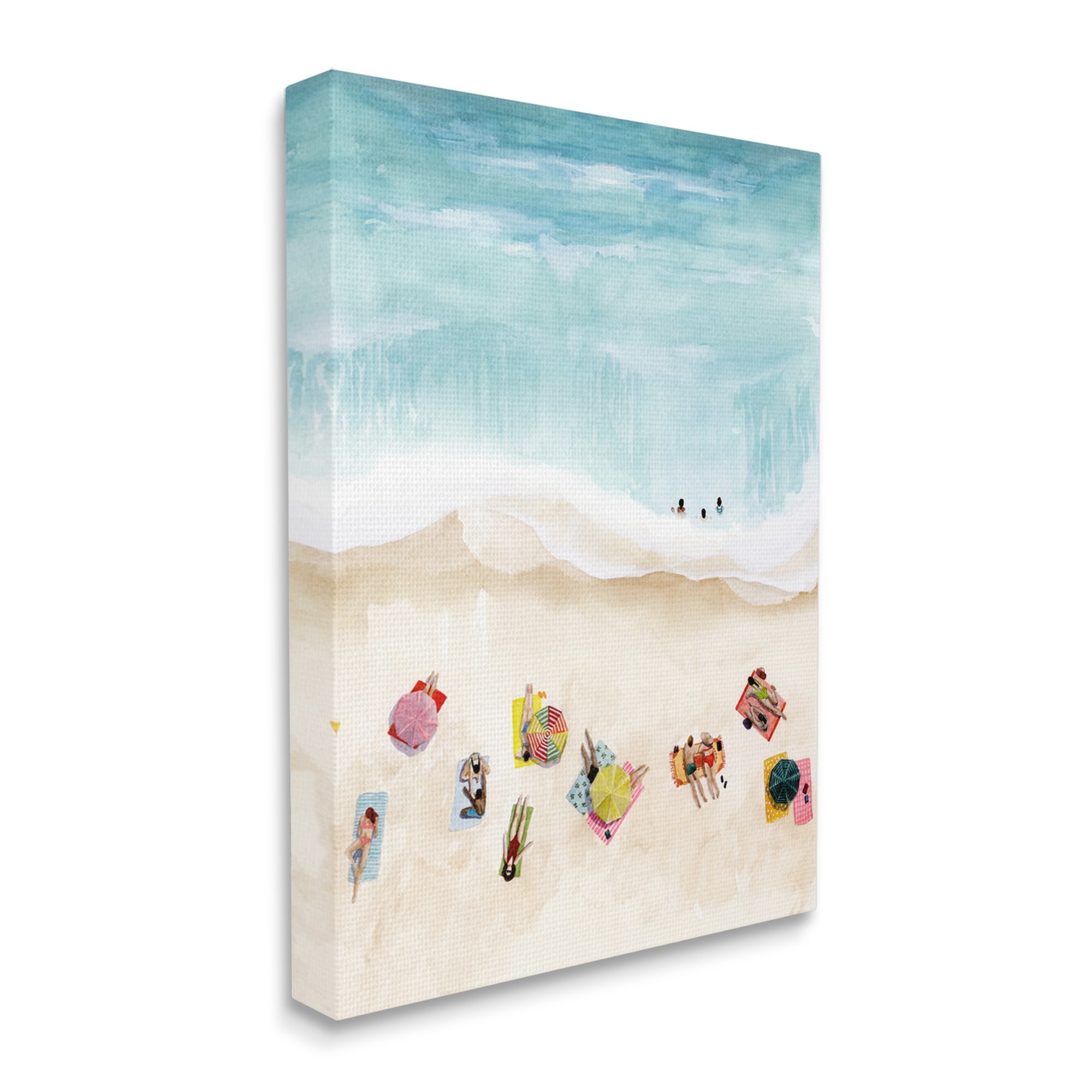 Stupell Industries Summer Beach Day People Swimming Coastal Painting Gallery Wrapped Canvas Print Wall Art