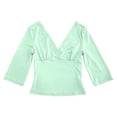 thumbnail image 4 of XIYON Womens T Shirts Solid Color 3/4 Sleeve V Neck Top For Casual Everyday Tee Shirt Slim Fit Basic Tee Trendy Fall Outfits, 4 of 5