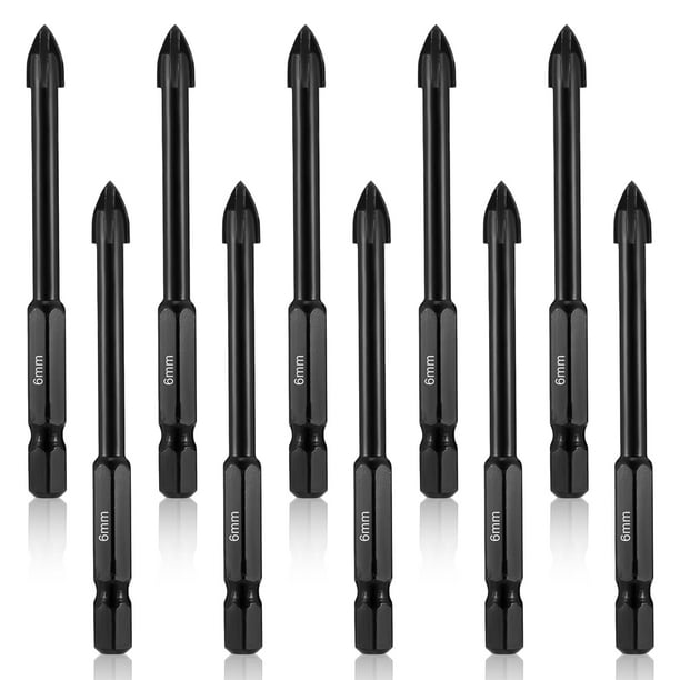 Bienvenido Juego de 10 brocas para hormigón de vidrio, juego de brocas para mampostería con vástago hexagonal, brocas para hormigón, brocas para azulejos de porcelana para hormigón, vidrio, ladrillo,