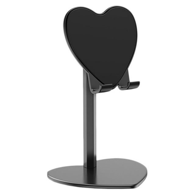 Support de Tablette de Bureau en Forme de Cœur Support Flexible pour Téléphone Support en Métal Noir