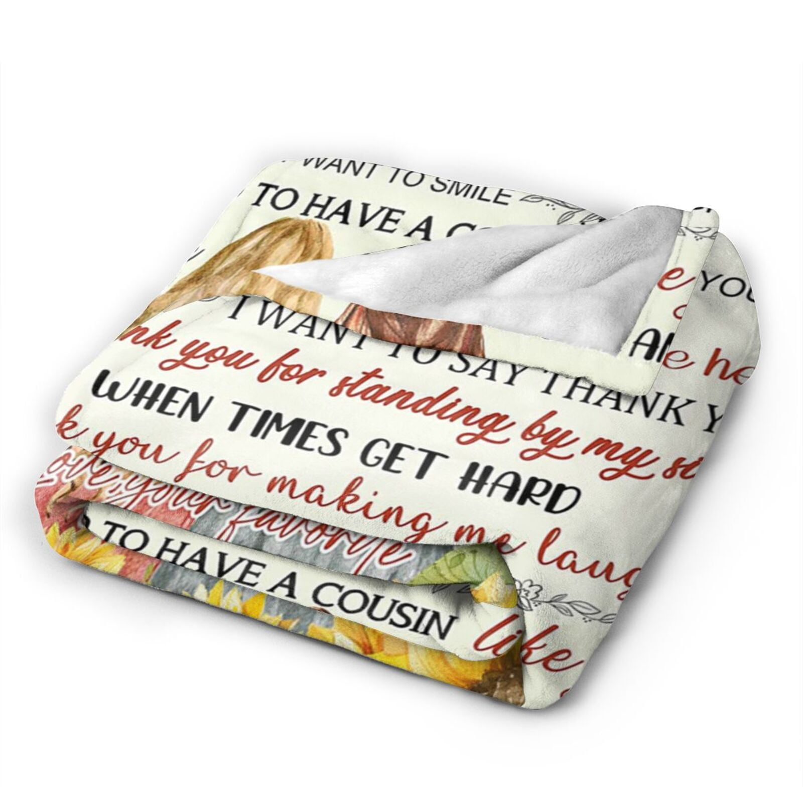 Wijzvio Cousin Gifts For Women Throw Blanket Soft Fuzzy Fleece Blanket For Couch Bed Living Room Decoration 50"X40"