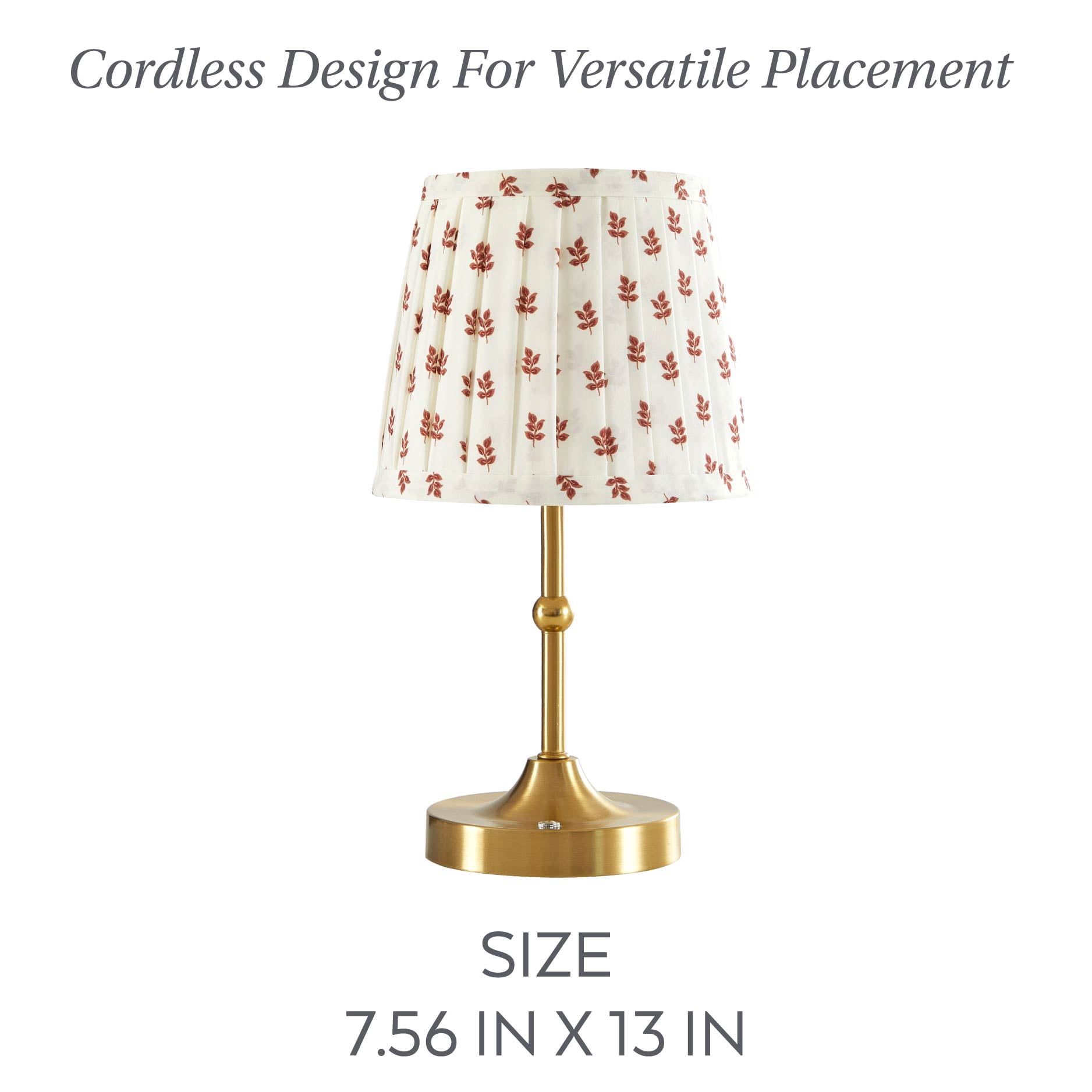 Stylehouse 13" Printed Pleated Rechargeable LED Lamp