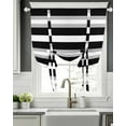 thumbnail image 5 of Black Grey Stripe Tie Up Curtains for Window, Thermal Insulated Balloon Shade Adjustable Rod Pocket Curtains Valance Panels for Kitchen Bathroom Cafe 42 x 54 Minimalist Farmhouse Striped, 5 of 6