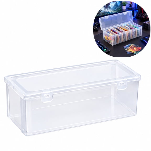Bulk Trading Card Storage Box, Clear Organizer Holds 600 Cards, for Baseball, Football, Sports, TCG, Pokemon