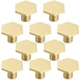 thumbnail image 1 of 10 pomos hexagonales de latón macizo, tirador de puerta de armario, pomo redondo de latón con tornillos, decoración para puerta de armario, tirador de muebles, 1 of 5