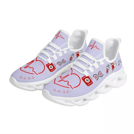 

Custom Medical Heartbeat Printed Sneakers Surgeon Nurse Design Breathable Flats Hospital Nursing Shoes 2024 Casual Footwear