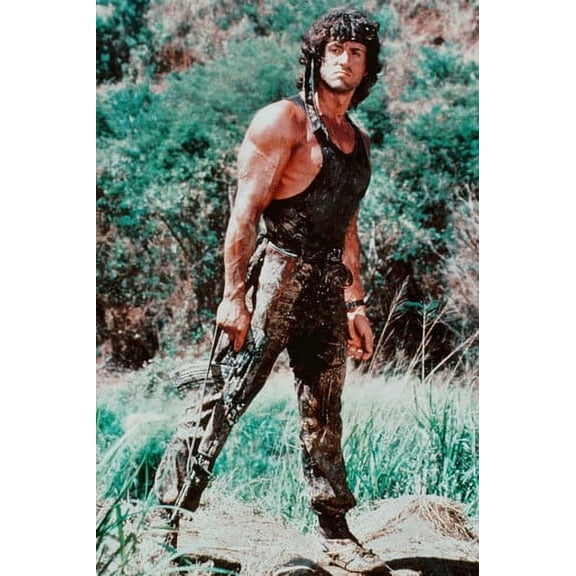 Sylvester Stallone full length fatigue outfit 24x36 Poster Rambo