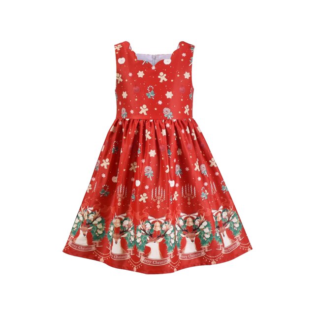 Robe Fille Noël Rouge Reindeer Gingerbread Man Jingle Bell 10 Ans