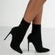 thumbnail image 2 of NECHOLOGY Botas Mujer Adulto Femenino Zapatos Botines para mujer Botines de mujer Otoño e invierno Color sólido simple Tacón Punta estrecha Punto elástico Slip On (Black, 7.5), 2 of 7