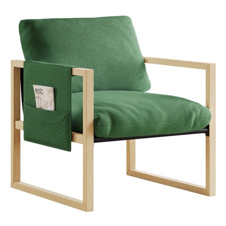Neche Sherpa Arm Accent Chair with Upholstered, Solid Wood Frame Chair for Living Room, Bedroom - Green