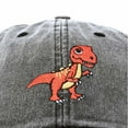 thumbnail image 2 of Dalix T-Rex Embroidered Mens Cotton Dad Hat Baseball Cap in Washed Black, 2 of 5