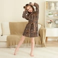 thumbnail image 3 of FORMRS Niños Bathrobe Unisex Hooded Robe Soft Plush Pajamas Sleepwear, Size 2-3T, Brown Tribal Pattern, 3 of 7