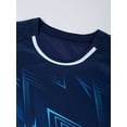 thumbnail image 3 of Miutii Kids Boys Casual Sport T-shirts Gradient Quick Dry Short Sleeve Tee Top Football Training Navy Blue S, 3 of 9