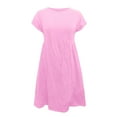 thumbnail image 5 of WTXUE Plus Size Dresses, A-Line Short Sleeve Vestidos Casuales Para Mujer Crew Neck, Ladies Loose Solid Mid-Length Women's Plus, Pink Size L, 5 of 5