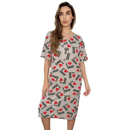 

Just Love Short Sleeve Nightgown Sleep Dress for Women (Grey - I Heart Sleep 2X)