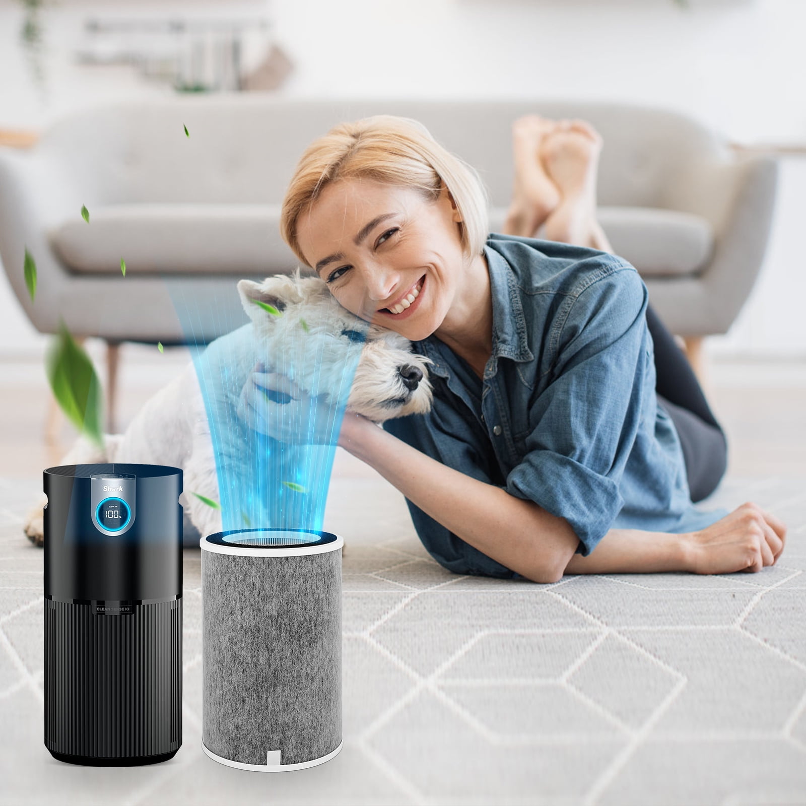 1 Pack Air Purifier Filter Replacement for Shark HP201 HP202 - Clean Sense True HEPA Filters - Compare Part HE2FKBASMB HE2FKBAS HE2FKPET   HE2FKPRO